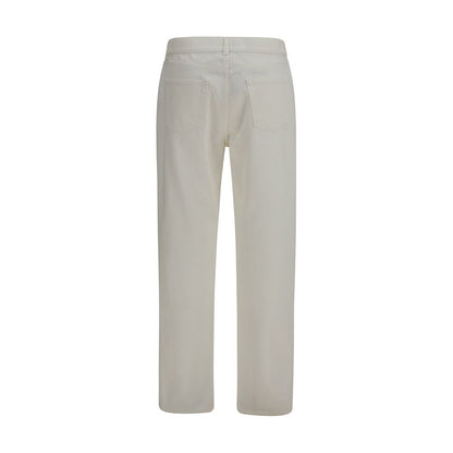 White Cotton Straight-Leg Jeans