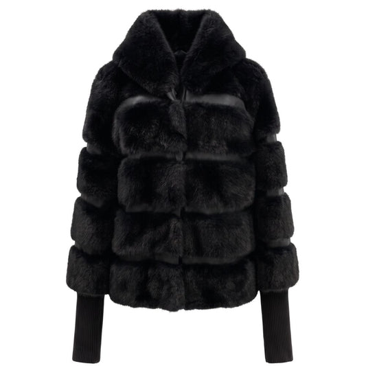 Black Polyester Women Jacket
