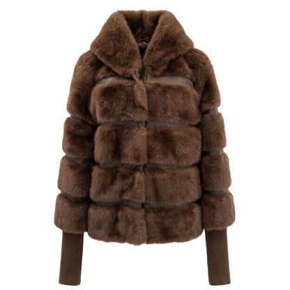 Brown Polyester Women Jacket