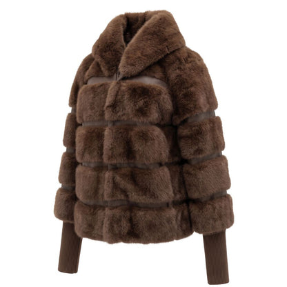 Brown Polyester Women Jacket