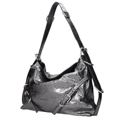 Gray Leather Shoulder Bag