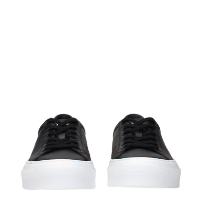 Black Leather Low Top Sneakers