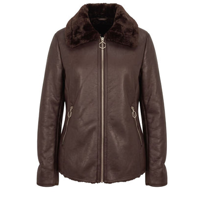 Brown Polyester Women Jacket
