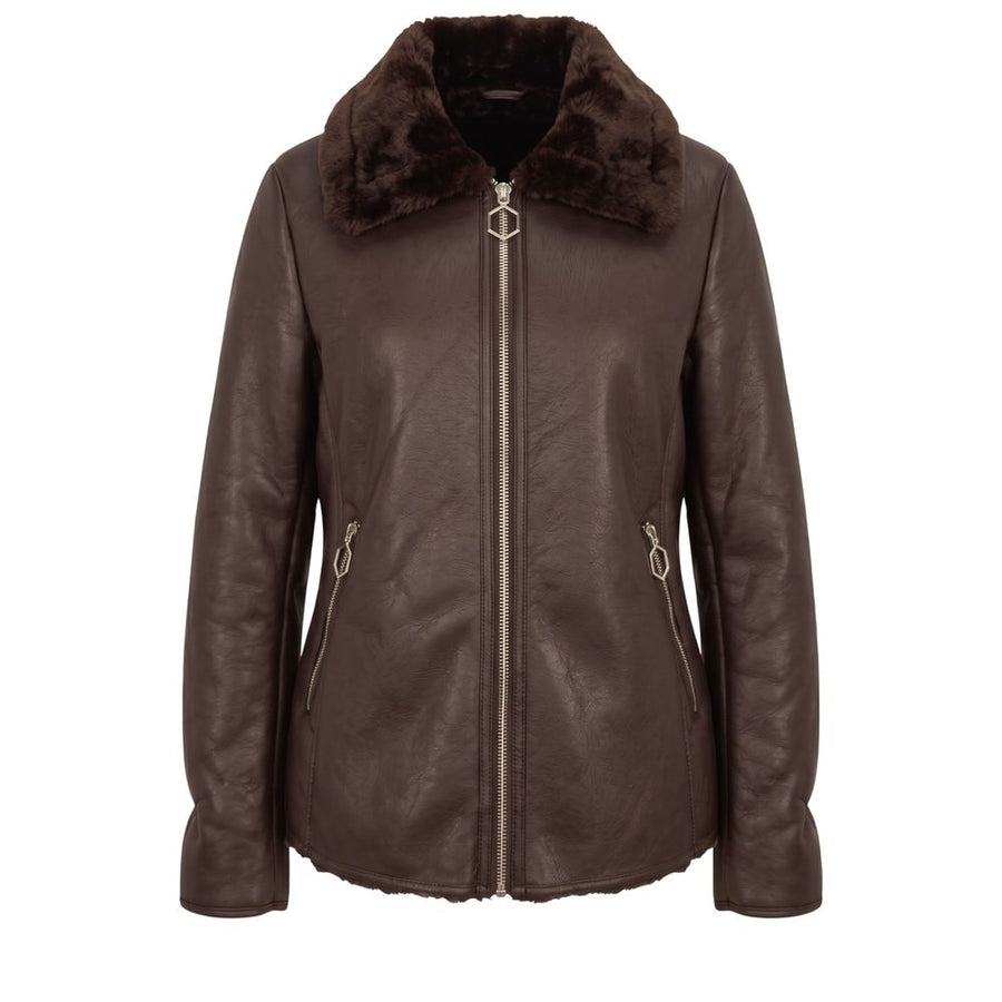 Brown Polyester Women Jacket