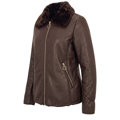Brown Polyester Women Jacket