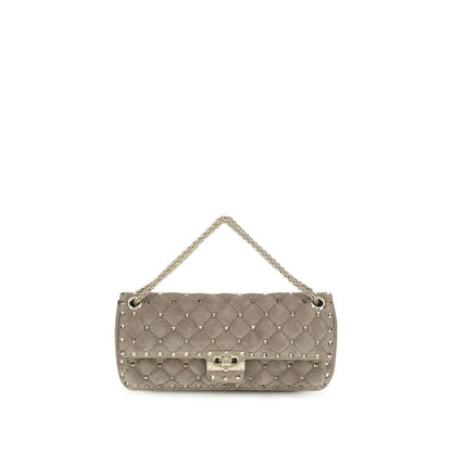 Gray Suede Leather Shoulder Bag