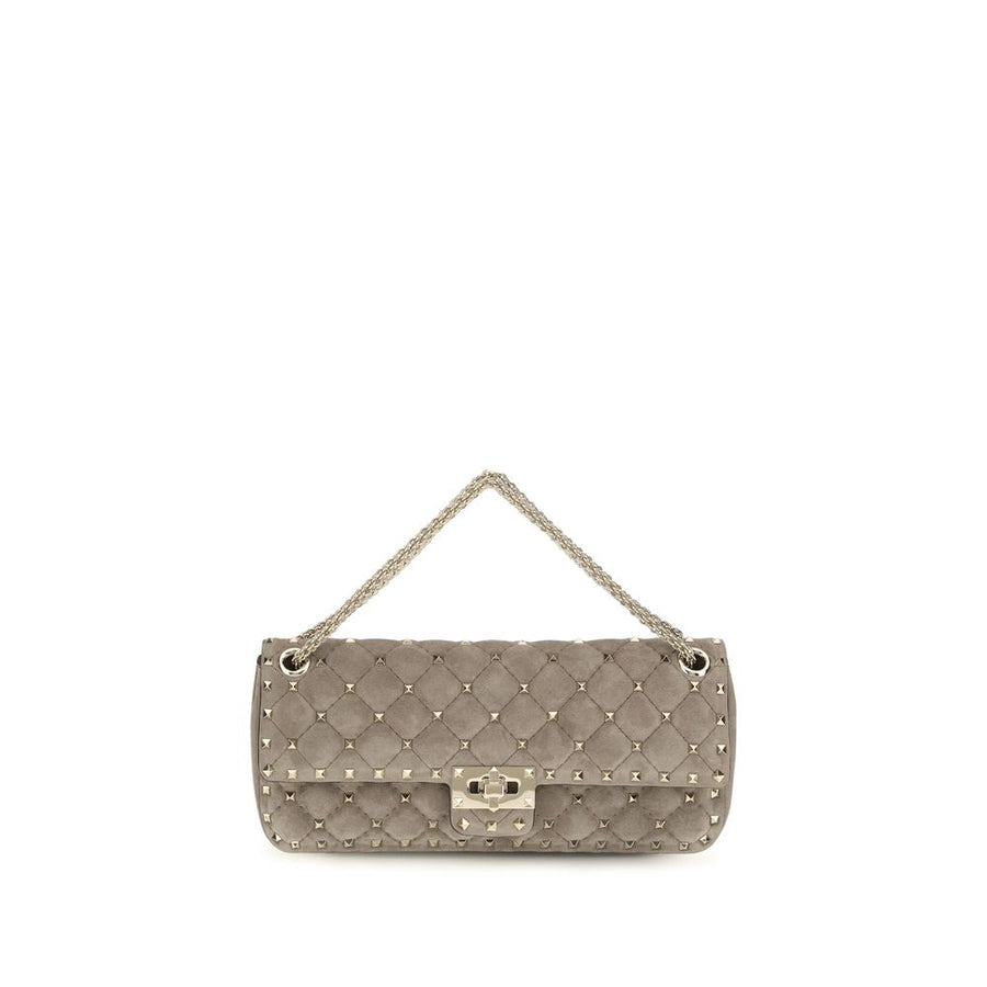 Gray Suede Leather Shoulder Bag