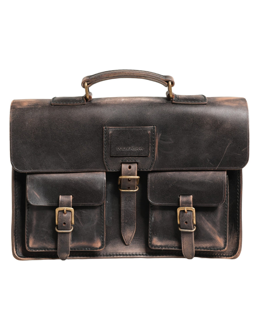 Black Leather Shoulder Satchel Briefcase Men Borse Bag