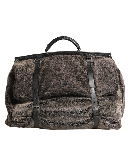 Black Shearling Leather Messenger Shoulder Men Borse Bag