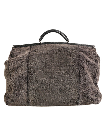 Black Shearling Leather Messenger Shoulder Men Borse Bag