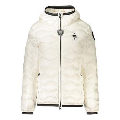White Polyamide Women's Jacket with Hood