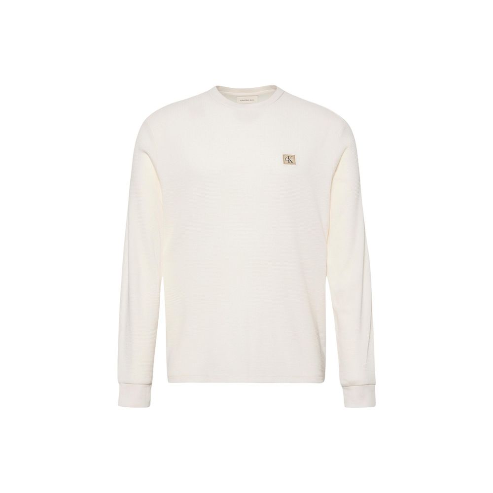 Beige Cotton Long Sleeve T-Shirt
