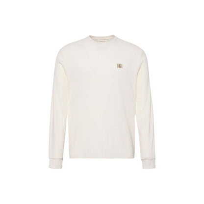 Beige Cotton Long Sleeve T-Shirt