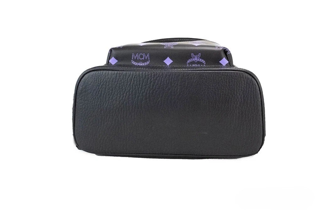 MCM Color Splash Visetos Green Purple Medium Mixed Leather Backpack Bookbag