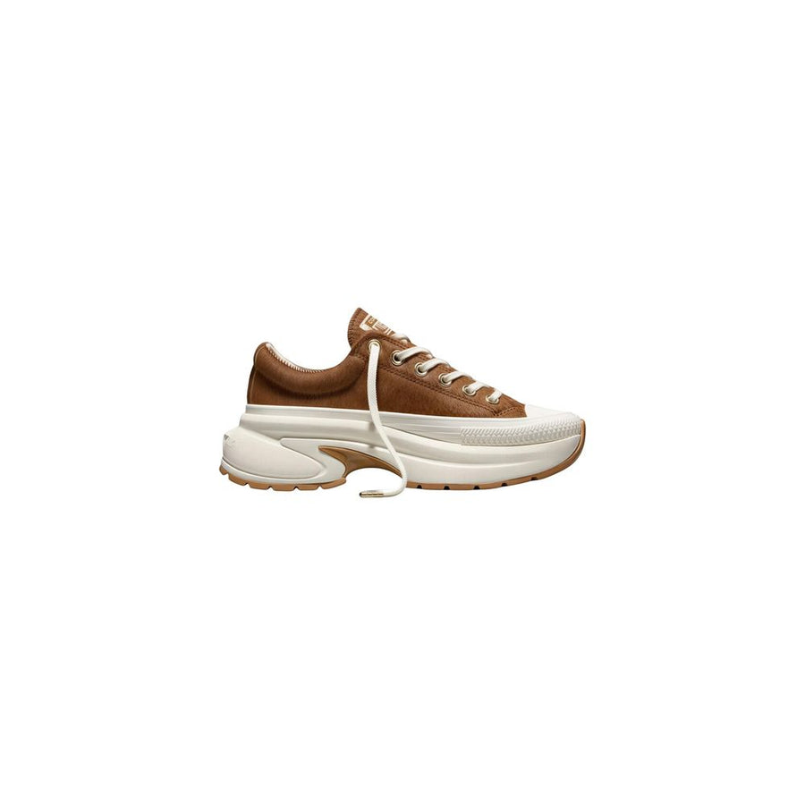 Beige Leather Platform Sneakers
