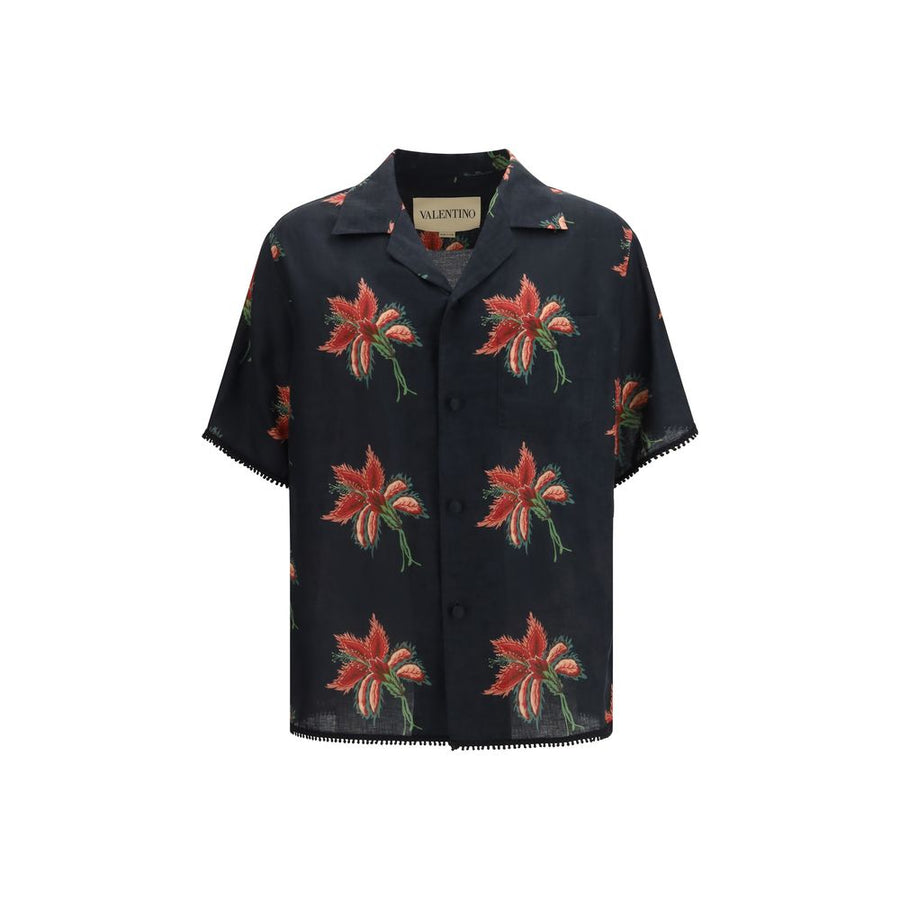 Black Linen Pattern Shirt