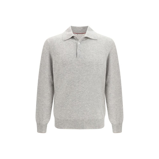 Gray Cashmere Polo Shirt