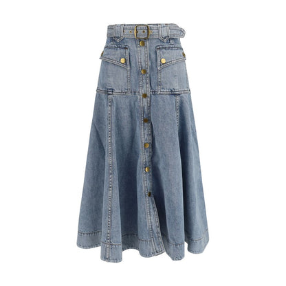 Blue Cotton Midi Skirt