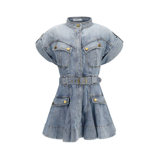 Blue Cotton Casual Dress