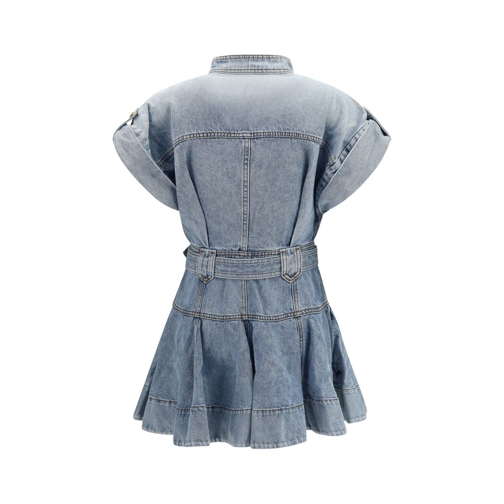 Blue Cotton Casual Dress