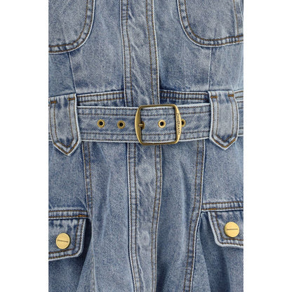 Blue Cotton Casual Dress