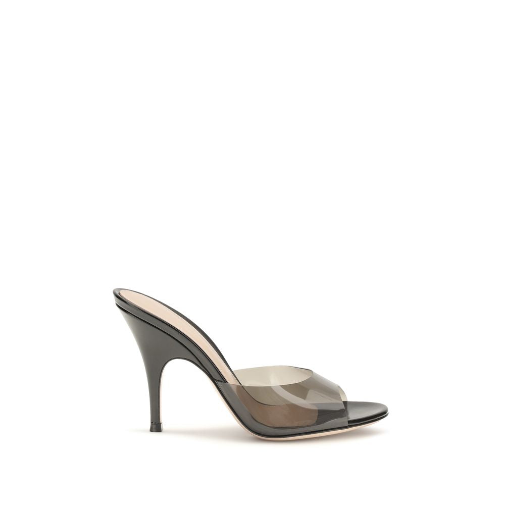 Black Polyurethane Sandals