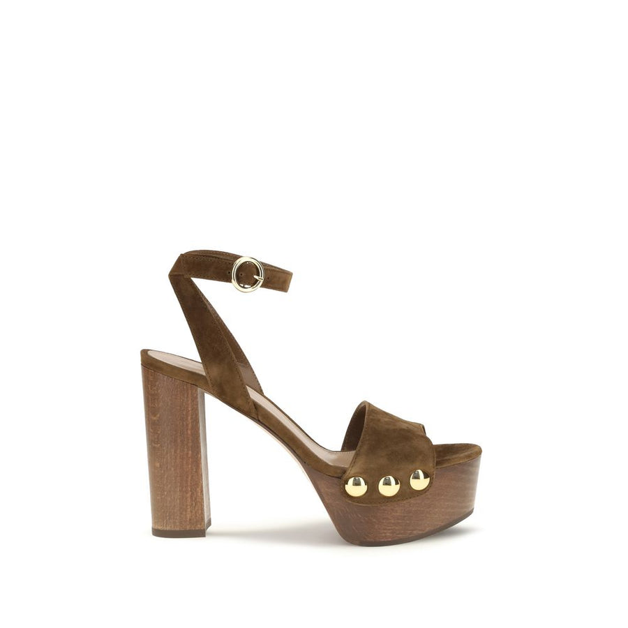Brown Suede Leather Platform Sandals