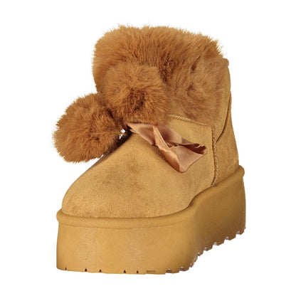 Brown Polyurethane Women's Bootie
