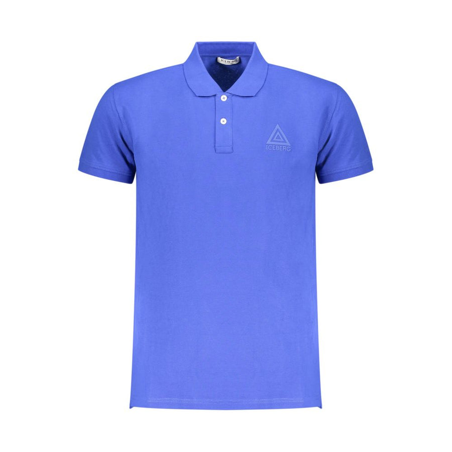 Blue Cotton Men Polo Shirt