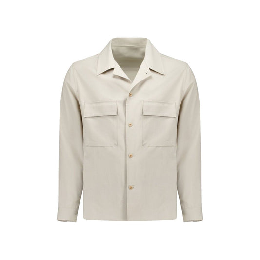 Beige Virgin Wool Shell Jacket