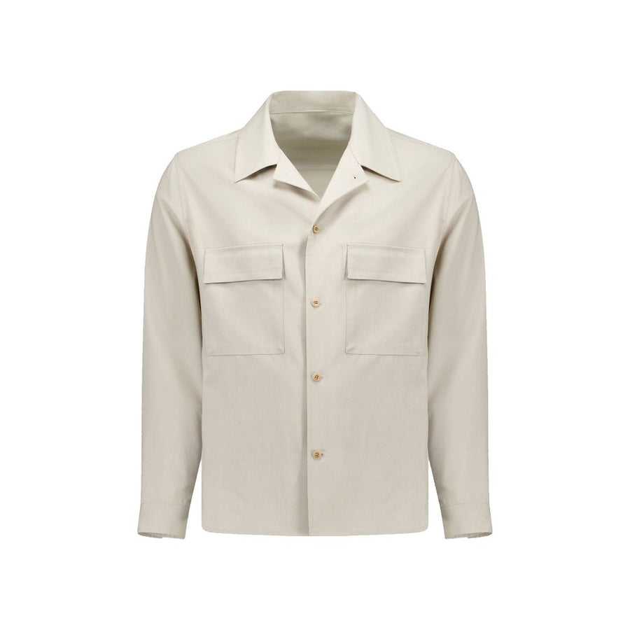 Beige Virgin Wool Shell Jacket