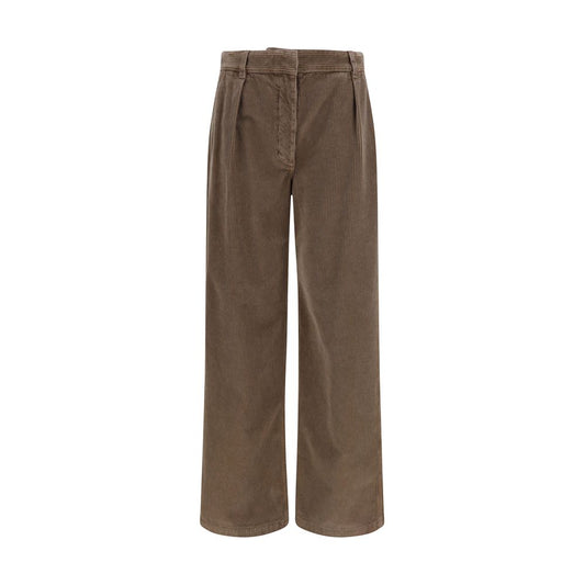 Brown Cotton Casual Pants