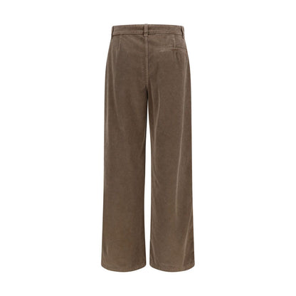 Brown Cotton Casual Pants