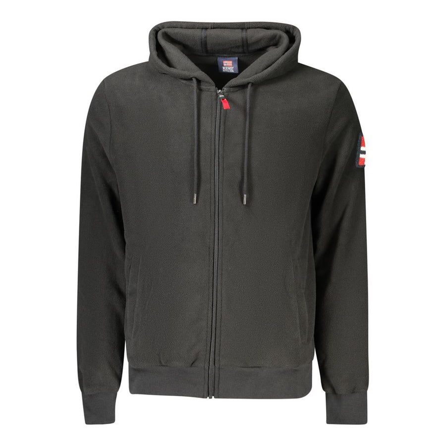Black Polyester Mens Sweatshirt with Hood