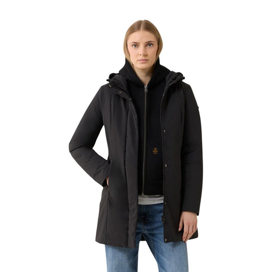 Black Polyester Full-Length Jacket