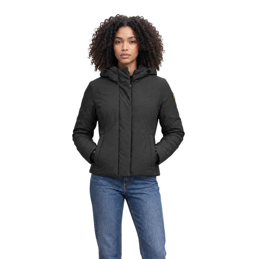 Black Polyester Full-Length Jacket