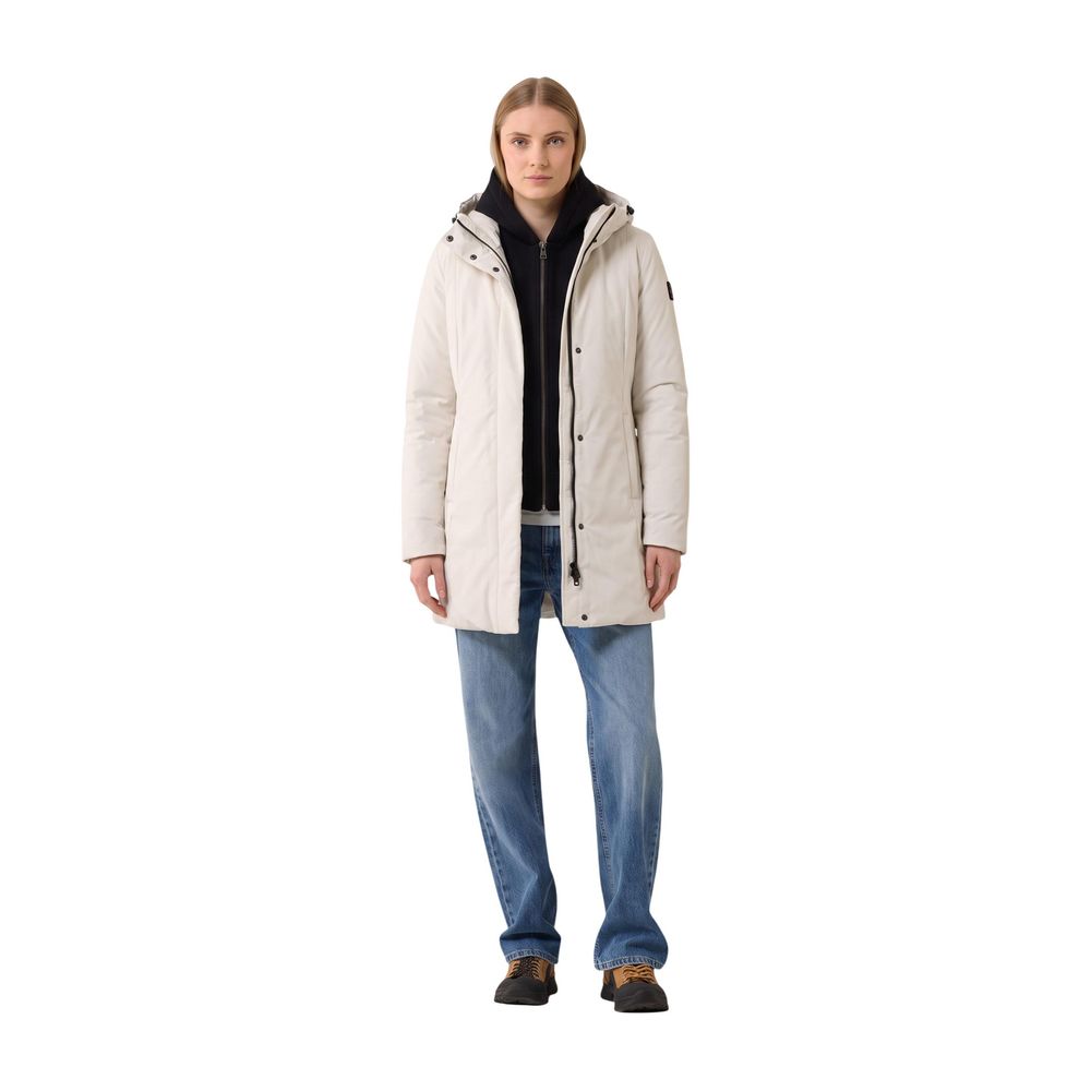 Cream Polyester Full-Length Jacket