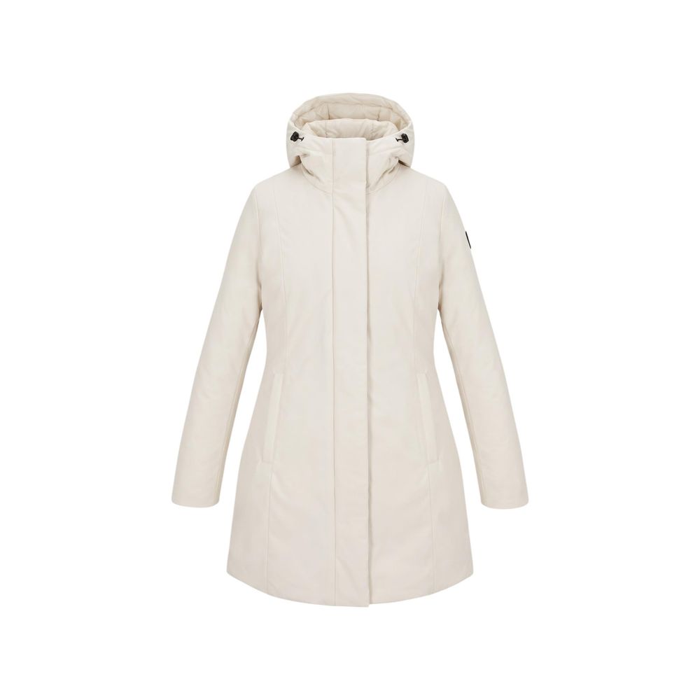 Cream Polyester Full-Length Jacket