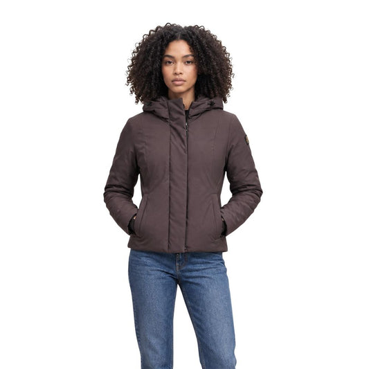 Brown Polyester Full-Length Jacket