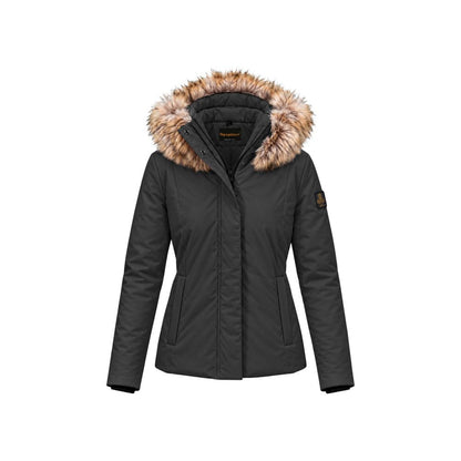 Black Polyester Full-Length Jacket