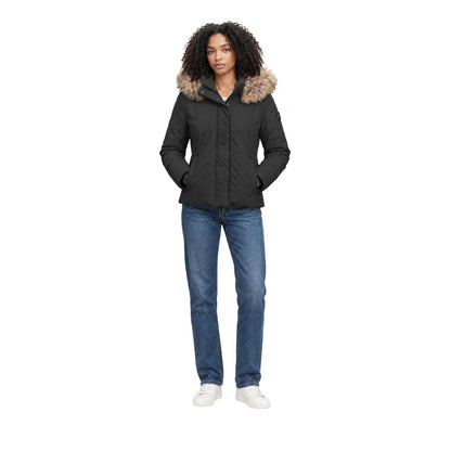 Black Polyester Full-Length Jacket