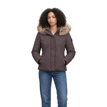 Brown Polyester Full-Length Jacket