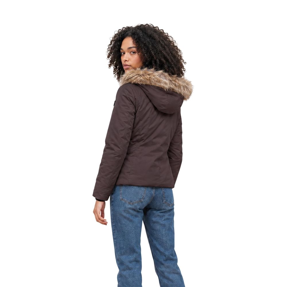 Brown Polyester Full-Length Jacket