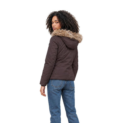 Brown Polyester Full-Length Jacket