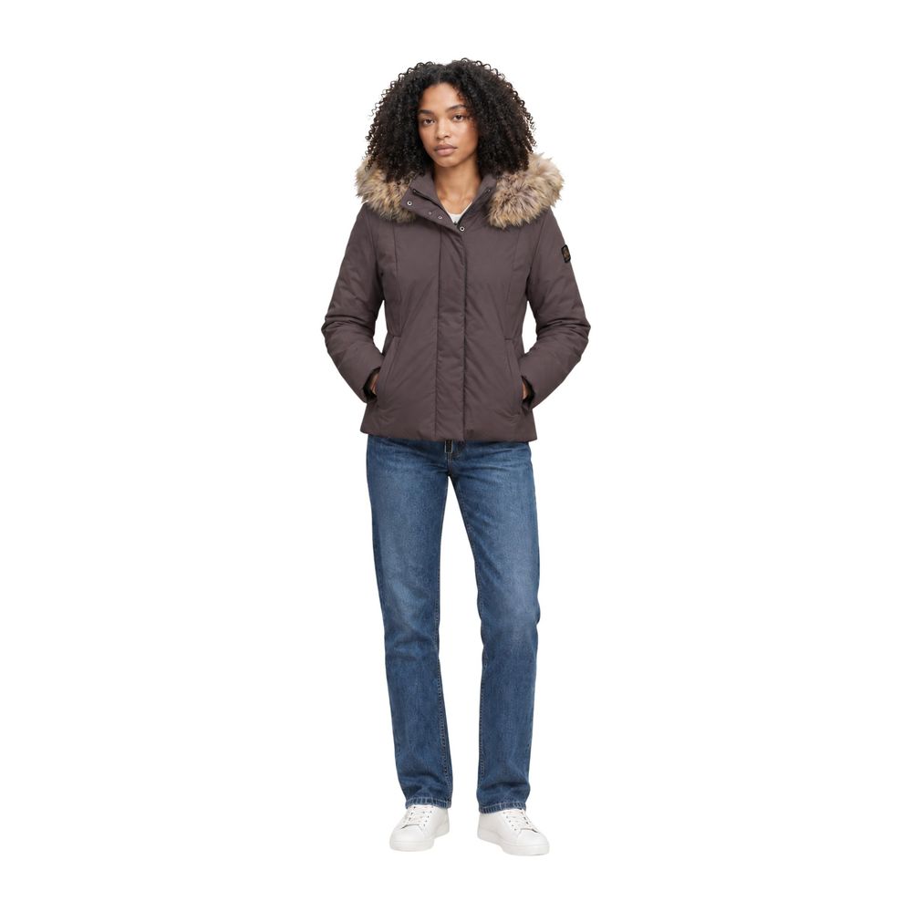 Brown Polyester Full-Length Jacket