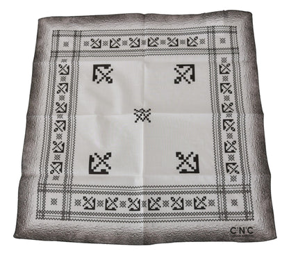 White Printed Bandana Cotton Scarf