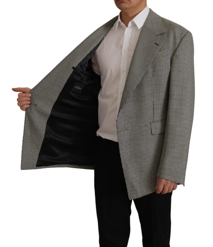 Gray Checkered Single Breasted Jacket Blazer