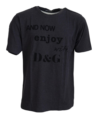Gray Crewneck Cotton Short Sleeve  T-shirt