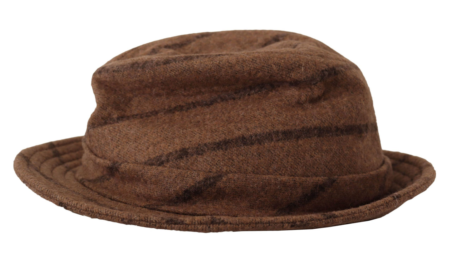 Brown Fedora Striped Print Summer Hat