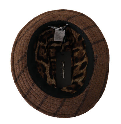 Brown Fedora Striped Print Summer Hat